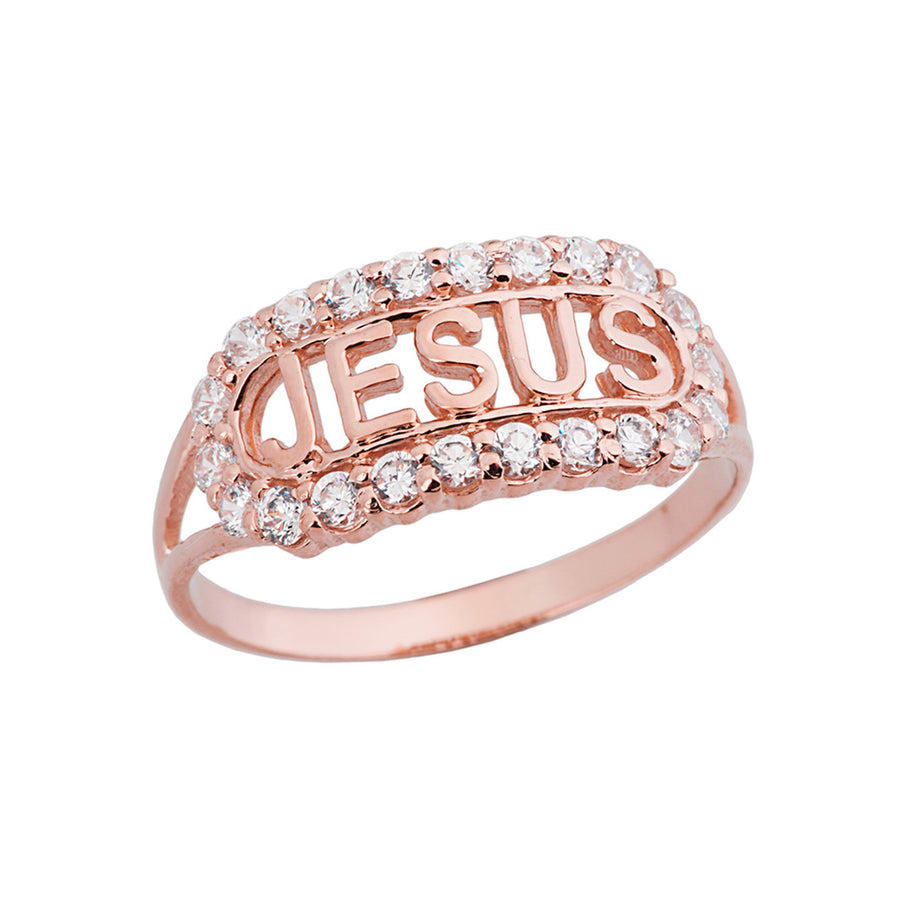 Solid Gold 'JESUS' Ring (Available in Yellow/Rose/White Gold)