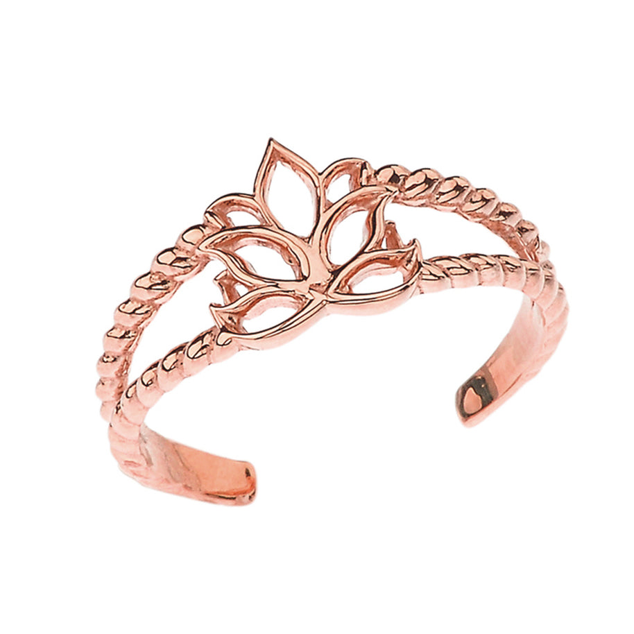 Lotus Flower Rope Toe Ring in Gold (Available in Yellow/Rose/White Gold)