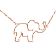 14K Solid Gold Openwork Lucky Elephant Necklace(Available in Yellow, Rose and White Gold)
