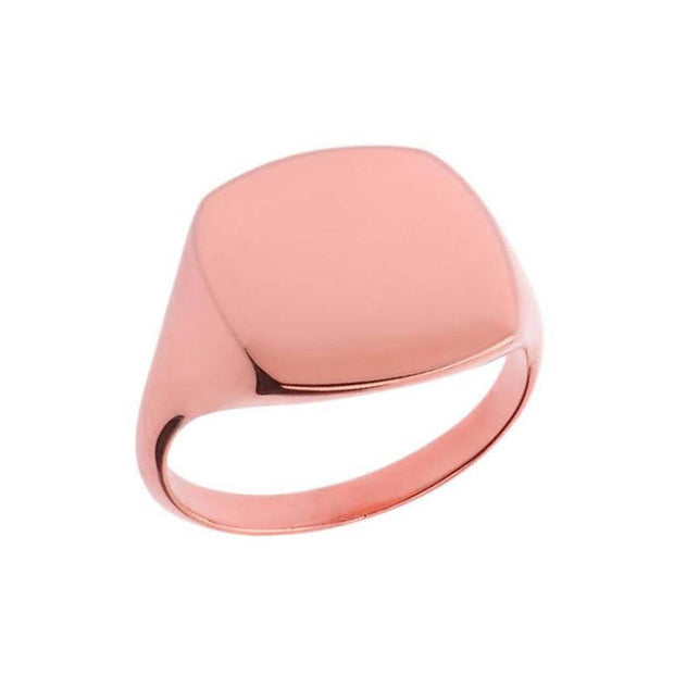 Gold Engravable Cushion Signet Ring (Available in Yellow/Rose/White Gold)
