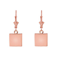 Solid Simple Square Shaped Leverback Earrings(Available in Yellow/Rose/White Gold)