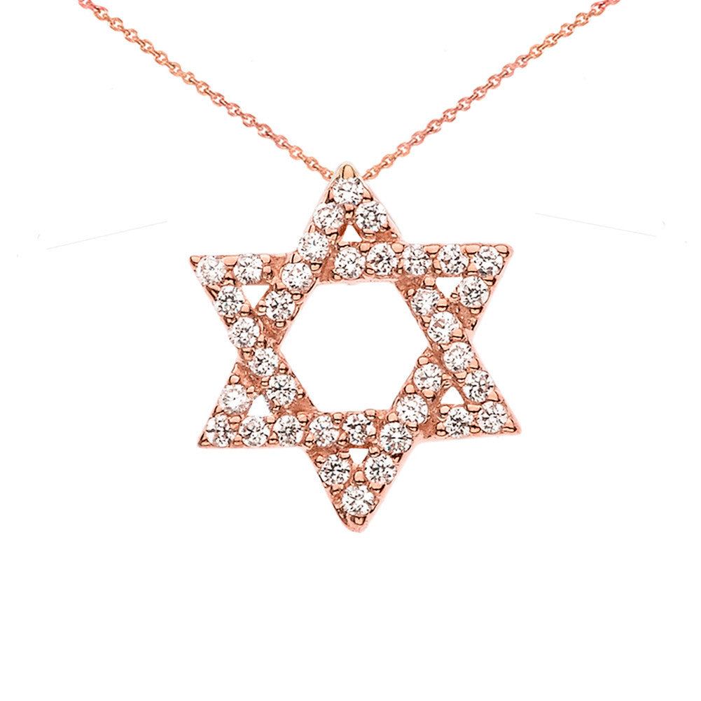 Gold Jewish Star of David with Hidden Bail Pendant Necklace(Available In Yellow/Rose/White Gold)