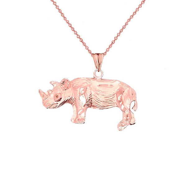 Rhino Pendant Necklace In Gold (Yellow/Rose/White)