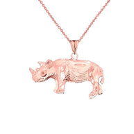 Rhino Pendant Necklace In Gold (Yellow/Rose/White)