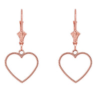 Two Sided Beaded Open Heart Earrings (Available in Yellow/Rose/White Gold)