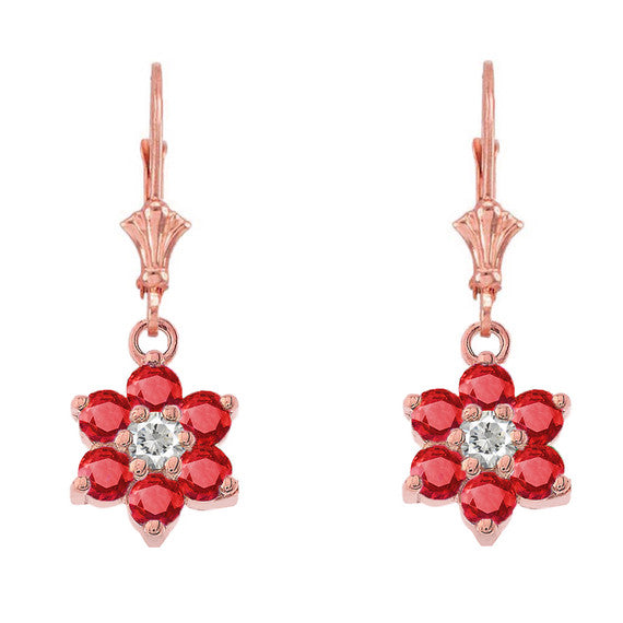 Dainty Milgrain Flower Personalized Birthstone Earring In 14K Gold