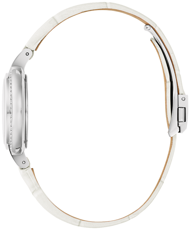 Bulova 96R254 Rubaiyat Winter White Dial Leather Ladies Watch