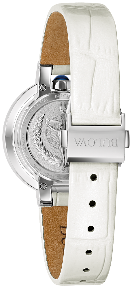 Bulova 96R254 Rubaiyat Winter White Dial Leather Ladies Watch