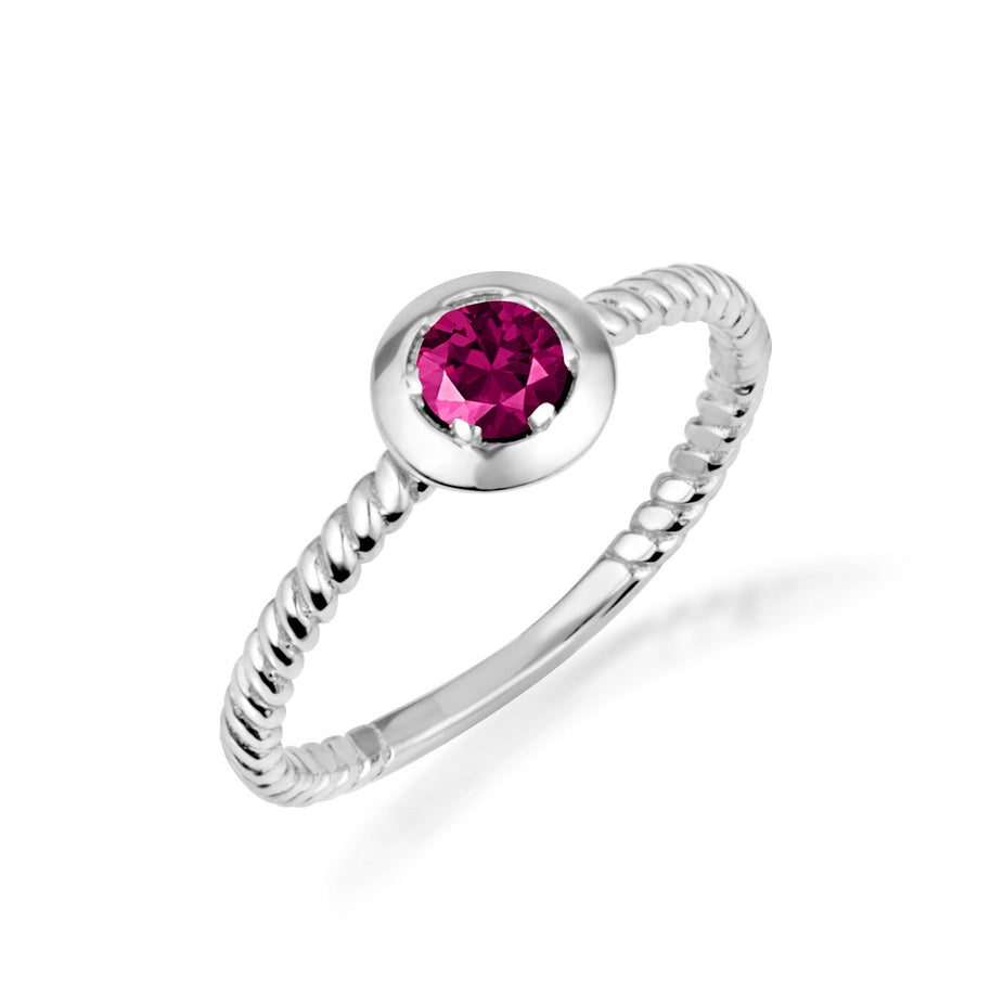 Silver Stackable Custom Birthstone Ring