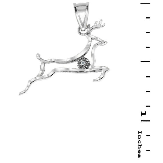 Diamond Running Deer Pendant Necklace in Gold (Yellow/Rose/White)