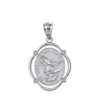 Sterling Silver Engravable CZ Saint Martin of Tours Pray For Us Oval Pendant Necklace (1.04