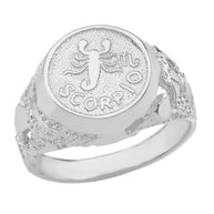 .925 Sterling Silver Custom Zodiac Sign Nugget Signet Ring
