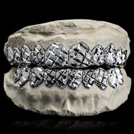 Sterling Silver Diamond Cut Grillz with Diamond Dust Accents