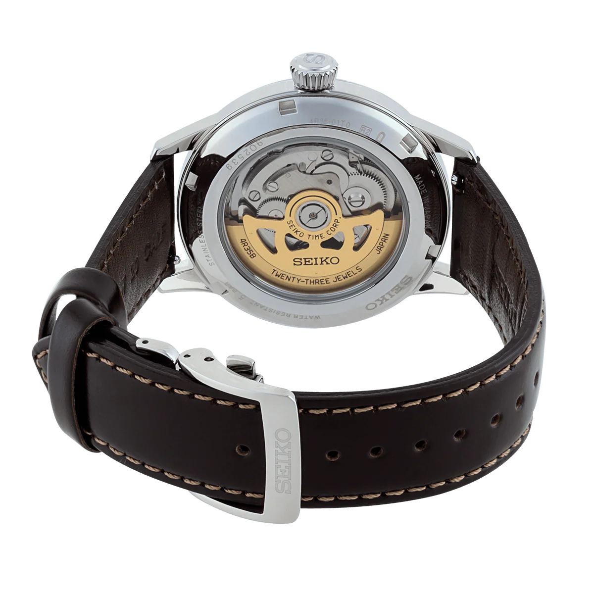 SRPD37 Seiko Presage Men's Watch Brown Leather Strap Green Dial