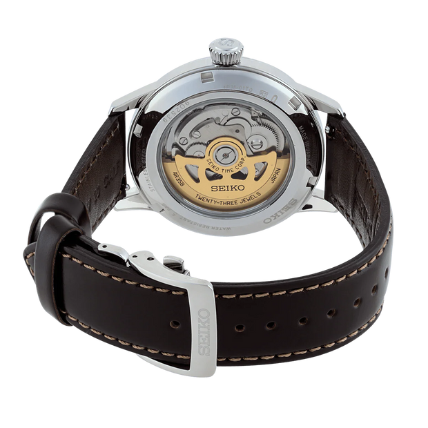 SRPD37 Seiko Presage Men's Watch Brown Leather Strap Green Dial