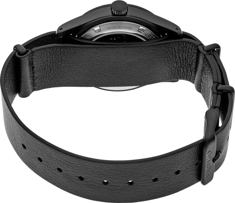 SSK025 Seiko 5 Sports Automatic Black Dial Leather Men's Watch