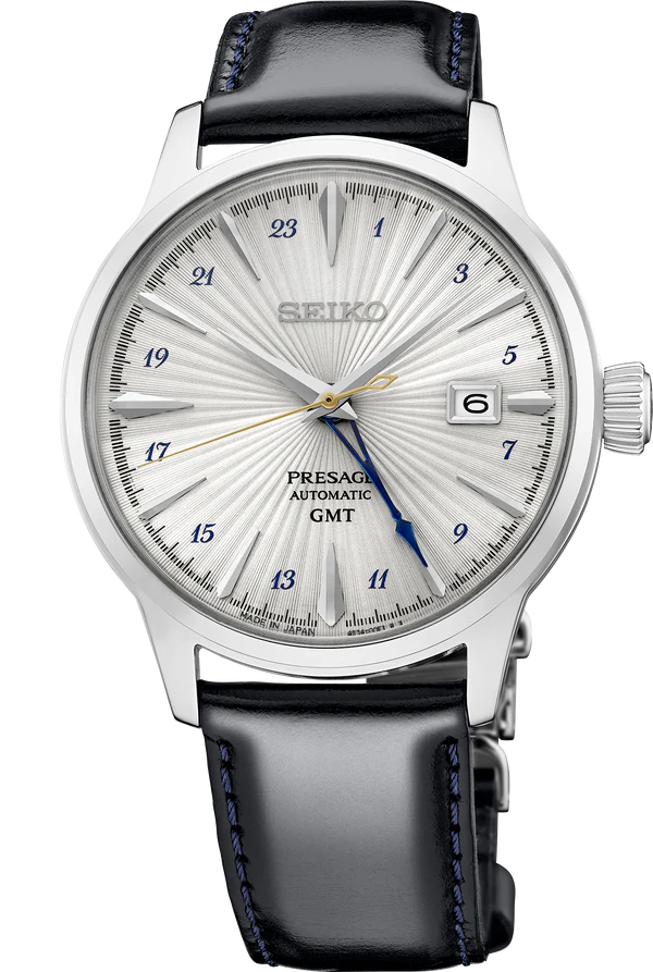Seiko Presage SSK049 Cocktail Time GMT Automatic Silver Dial Men’s Watch