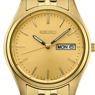 Seiko Essentials SUR434 Men's Quartz Watch with Black Dial Two-Tone Stainless Steel Bracelet