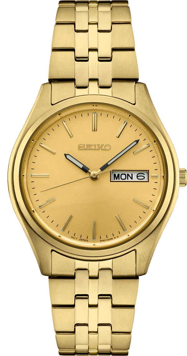 Seiko Essentials SUR434 Men's Quartz Watch with Black Dial Two-Tone Stainless Steel Bracelet