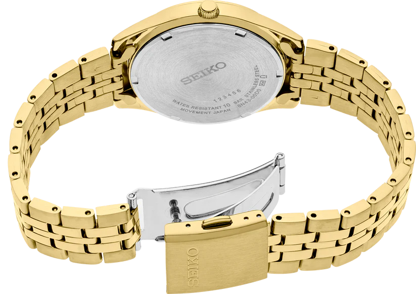 Seiko Essentials SUR434 Men's Quartz Watch with Black Dial Two-Tone Stainless Steel Bracelet