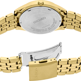 Seiko Essentials SUR434 Men's Quartz Watch with Black Dial Two-Tone Stainless Steel Bracelet