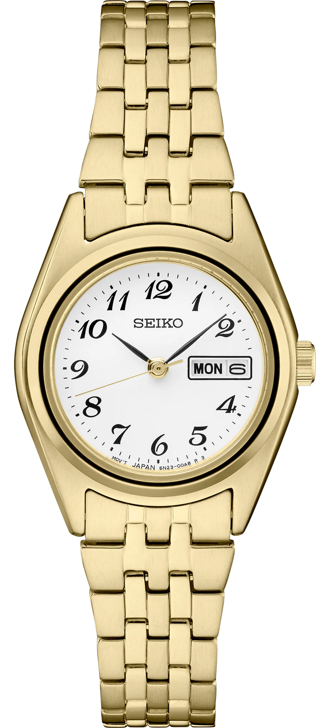 Seiko SUR440 Essentials Quartz White Dial Gold-Tone Ladies Watch