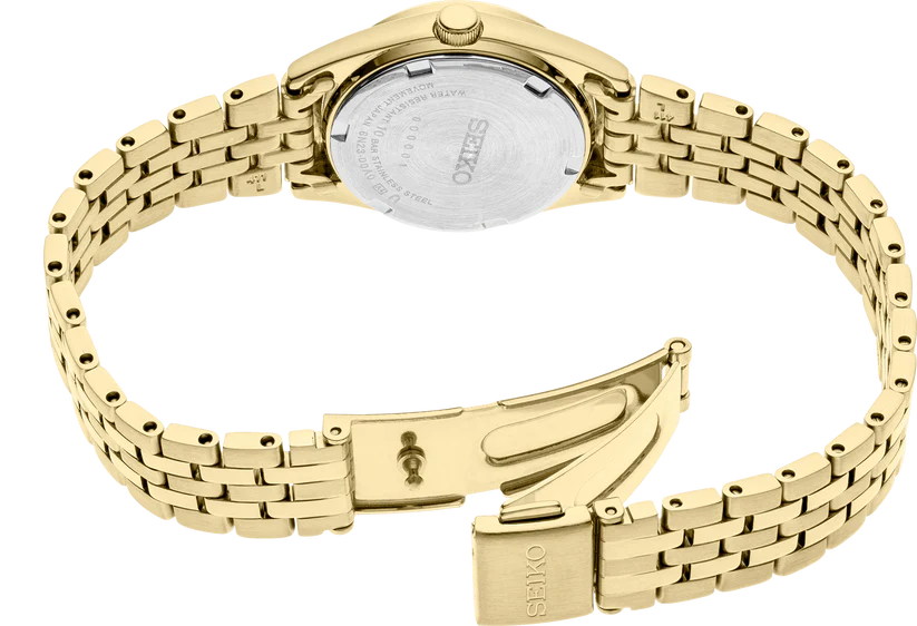 Seiko SUR440 Essentials Quartz White Dial Gold-Tone Ladies Watch