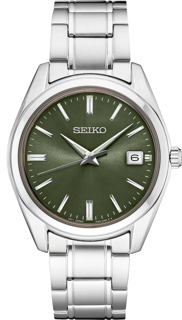 SEIKO SUR527 Essentials Quartz Olive Green Sunray Dial Men's Watch