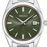 SEIKO SUR527 Essentials Quartz Olive Green Sunray Dial Men's Watch