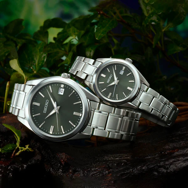 SEIKO SUR527 Essentials Quartz Olive Green Sunray Dial Men's Watch