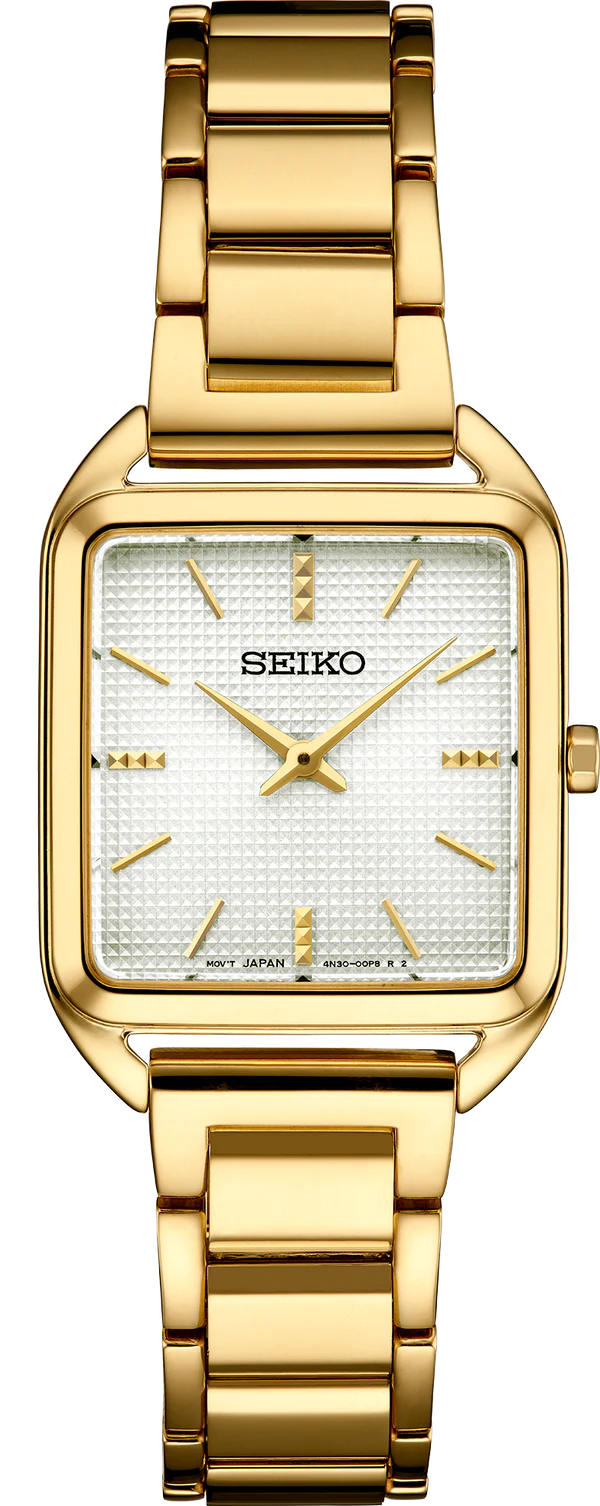 Seiko SWR078 Presage Quartz White Dial bracelet Gold finish Women's Watch