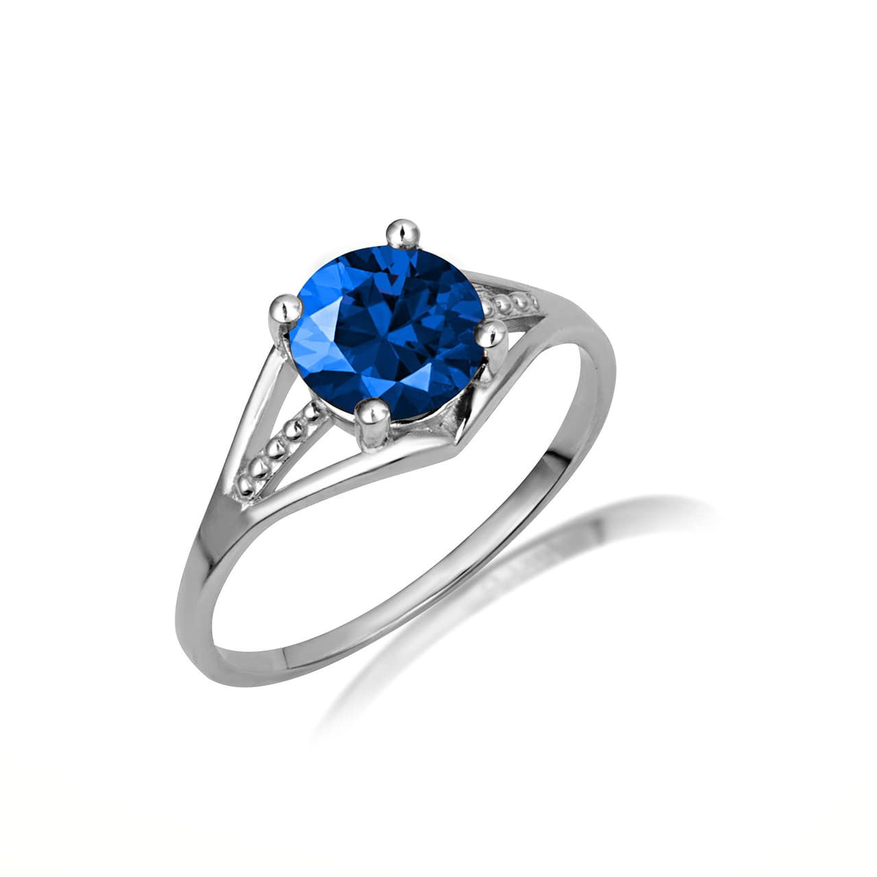 .925 Sterling Silver Round Beaded Cubic Zirconia Birthstone Ring