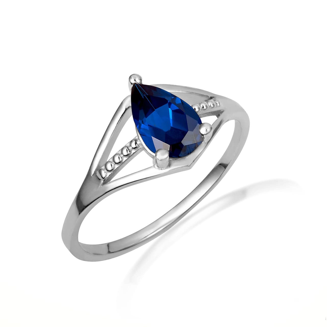 .925 Sterling Silver Round Beaded Cubic Zirconia Birthstone Ring