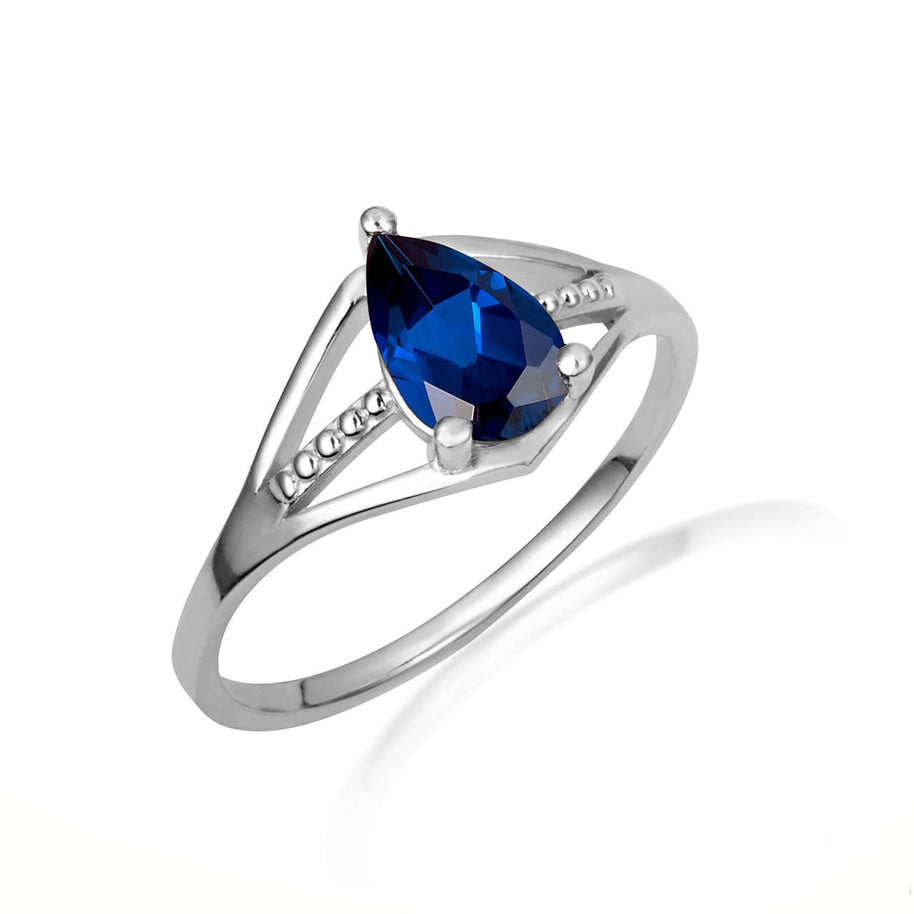 .925 Sterling Silver Round Beaded Cubic Zirconia Birthstone Ring