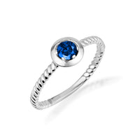 .925 Sterling Silver Custom Lab Created Birthstone Rope Ring