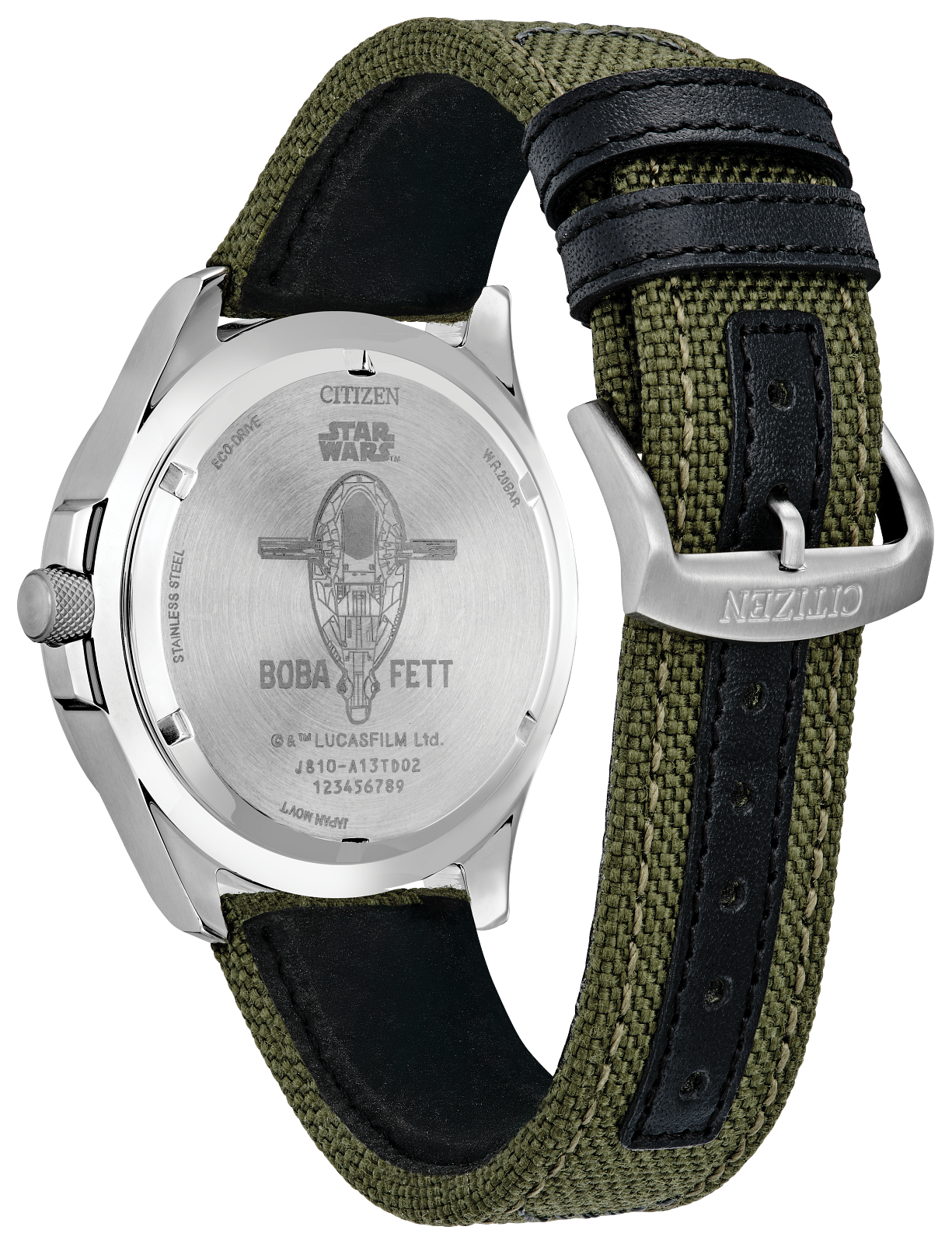 Citizen AW1418-06W Star Wars Boba Fett Eco-Drive Green Dial Men's Watch
