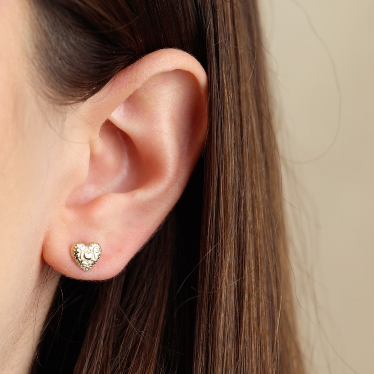 14K Gold Heart Earrings