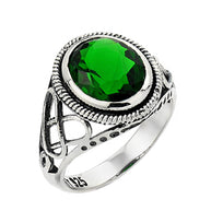 White Gold Trinity Knot Emerald Ring