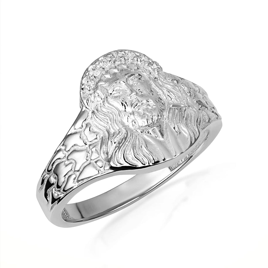 Gold Cubic Zirconia Jesus Christ Crown of Thorns Nugget Ring (Available in Small/Large & Yellow/Rose/White Gold)