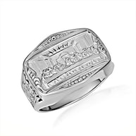 .925 Sterling Silver Last Supper Jesus Christ Apostles Biblical Cross Signet Ring