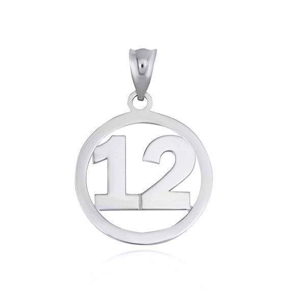 .925 Sterling Silver Personalized Jersey Number Sports Circle Pendant Necklace
