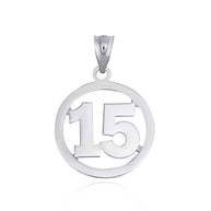 .925 Sterling Silver Personalized Jersey Number Sports Circle Pendant Necklace