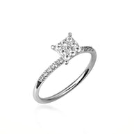 14K Gold Lab Grown Diamond Pavé Set Square Ring (Available in Yellow/Rose/White Gold)