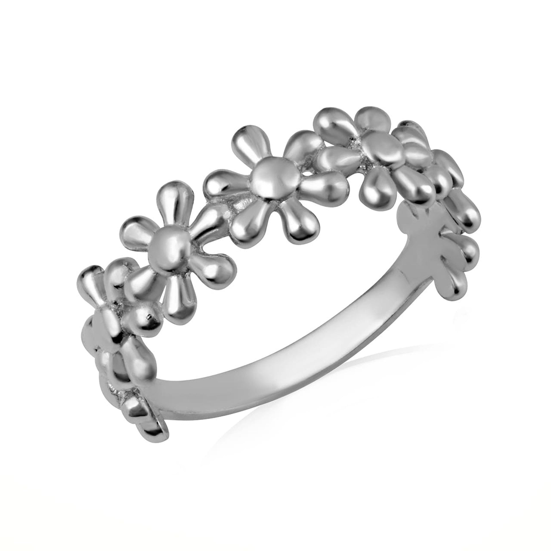 Gold Daisy Flower Petal Band Ring (Available in Yellow/Rose/White Gold)