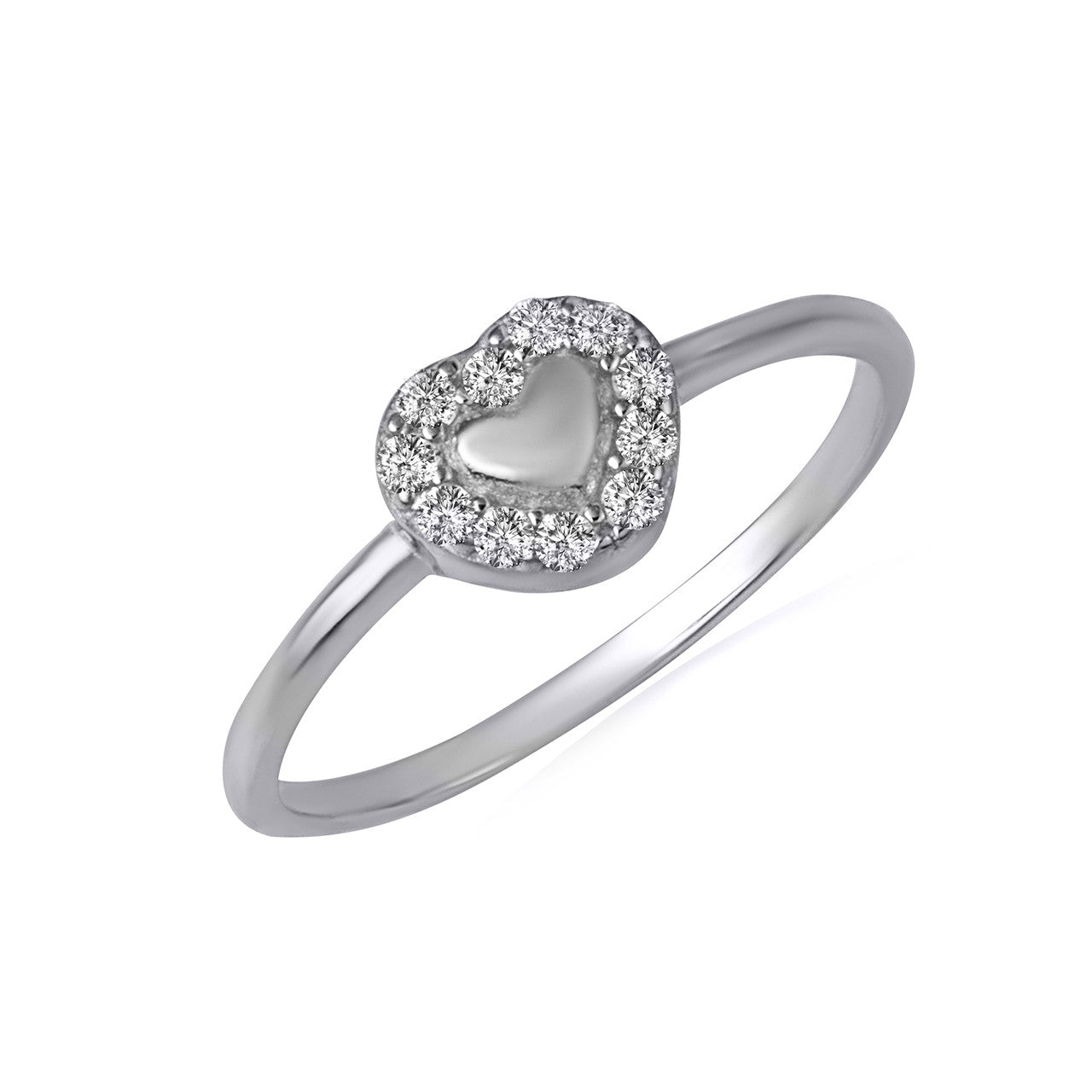 .925 Sterling Silver Cubic Zirconia Heart Ring