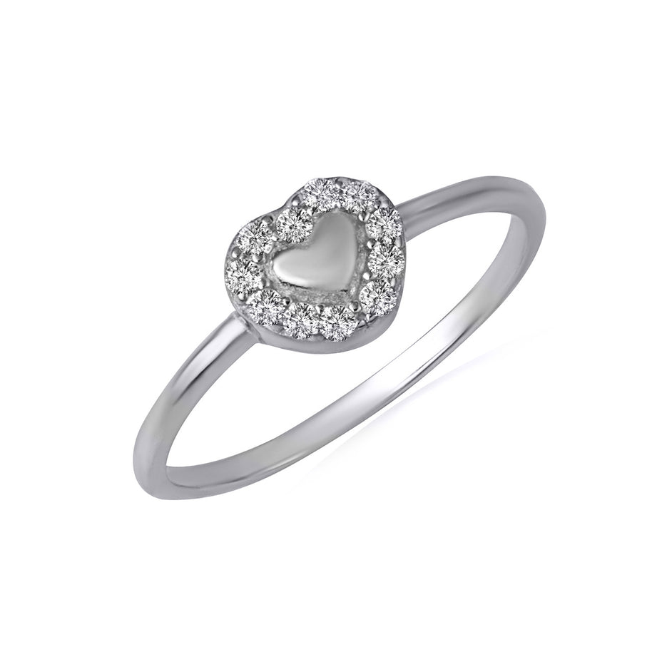 .925 Sterling Silver Cubic Zirconia Heart Ring