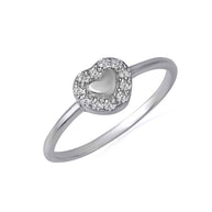 .925 Sterling Silver Cubic Zirconia Heart Ring