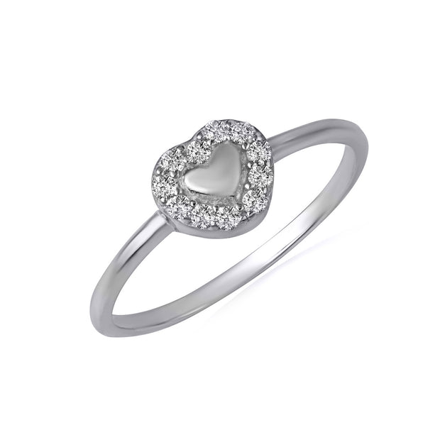 .925 Sterling Silver Cubic Zirconia Heart Ring