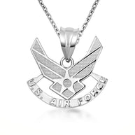 .925 Sterling Silver United States Air Force Emblem Officially Licensed Pendant Necklace