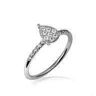14K Gold Lab Grown Diamond Pavé Set Pear Ring (Available in Yellow/Rose/White Gold)